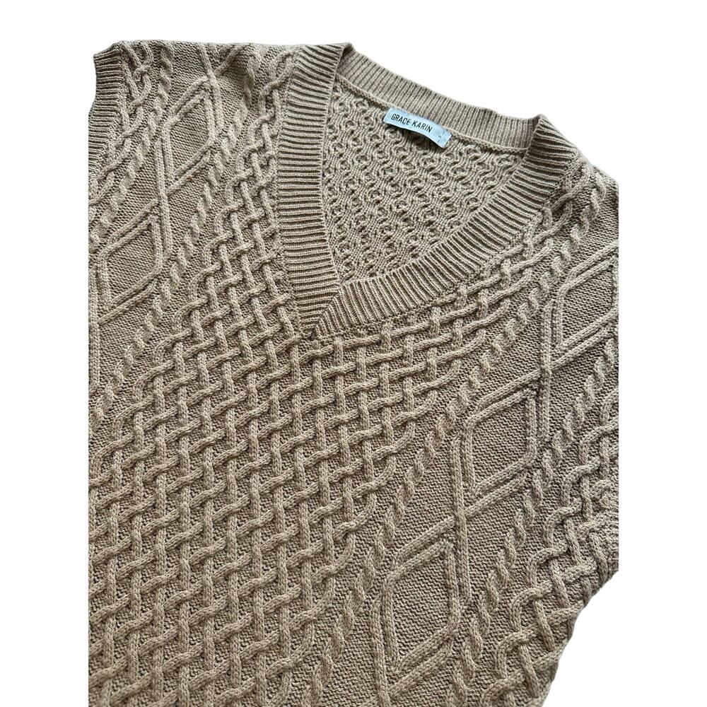 Grace Karin Woman's Oversized V Neck Pullover Vest Knitted Size 8